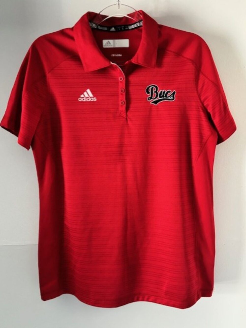 Adidas Climalite Golf Polo Shirt Red Embroidered Bucs L Performance Activewear - Picture 2 of 7